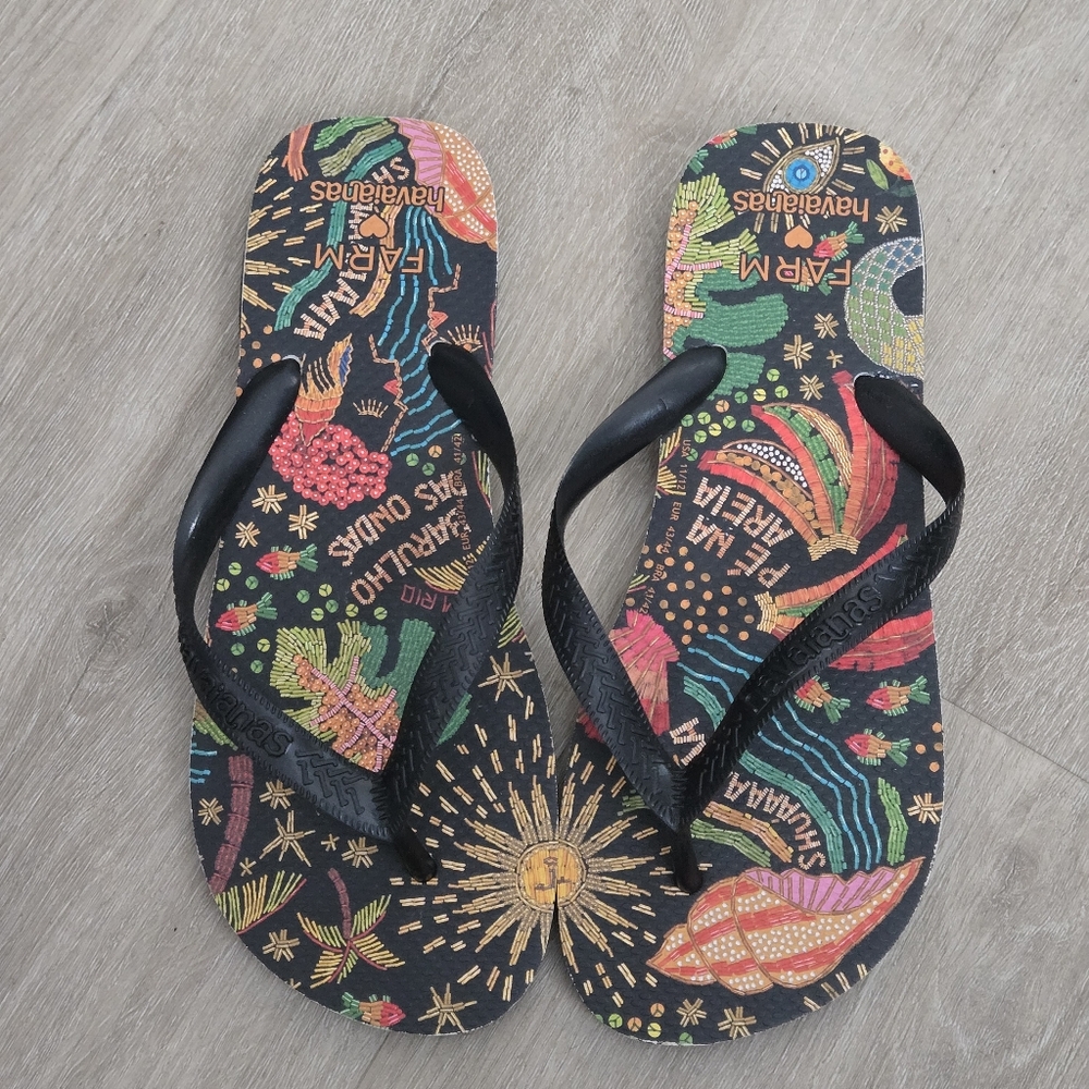 Havaianas X Farm Rio Tropical Dia De Sol Sandals Flip Flops - Picture 5 of 10